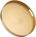 SforGUVA Round Gold Decorative Serving Tray with Handles, 13” Versatile Ottoman Tray for Coffee Table, Entertaining, Outdoor Patio, Living Room