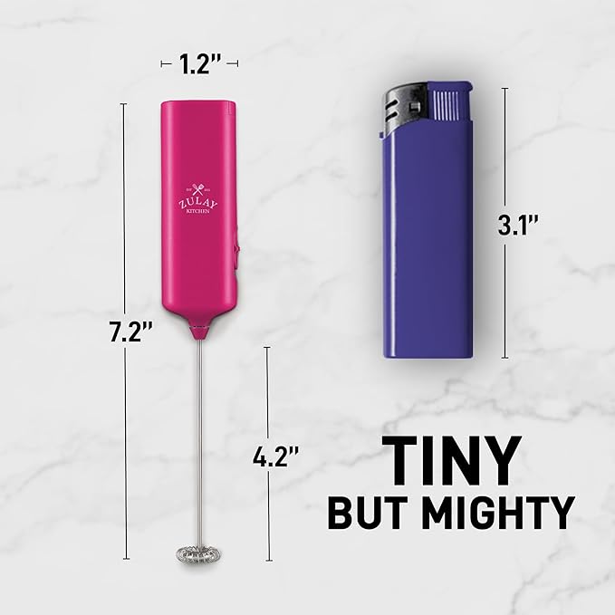Mini & Mighty Milk Frother Wand – Powerful Handheld Coffee Frother, Battery Operated Drink Mixer – Compact Pocket Size – Detachable Whisk for Latte, Cappuccino, Matcha, Hot Chocolate