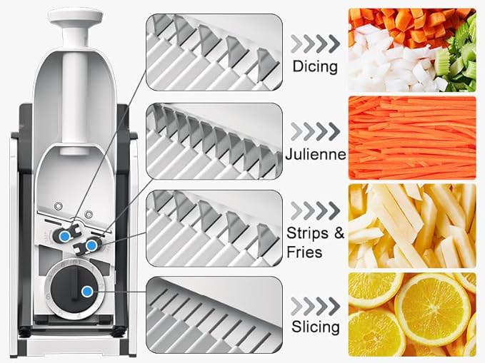 Safe Mandoline Slicer for Kitchen, 5 in 1 Vegetable Food Chopper for Potato