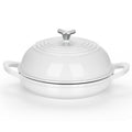 E-far Dutch Oven for Sourdough Bread Baking, 6 Qt Round Enameled Cast Iron Dutch Oven for Homemade Artisan Bread, Dome Lid & Shallow Base, Matte Black Interior & Durable, Oven-Safe to 500℉, White
