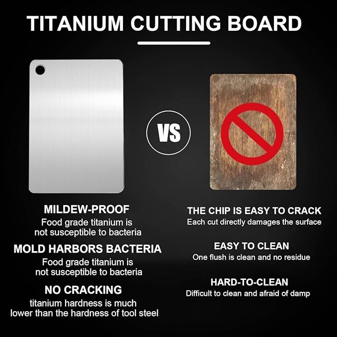 Katori Titanium Cutting Board Set of 3,100% Pure Titanium Cutting Boards for Kitchen Non Toxic,Double Sided Dishwasher Safe Cutting Board for Meat,Fruits and Vegetables,Easy To Clean(3PCS-S+M+L)