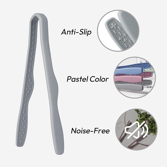Carrotez Mini Silicone Toaster Tongs, 7 inches, 1 Pack, Gray