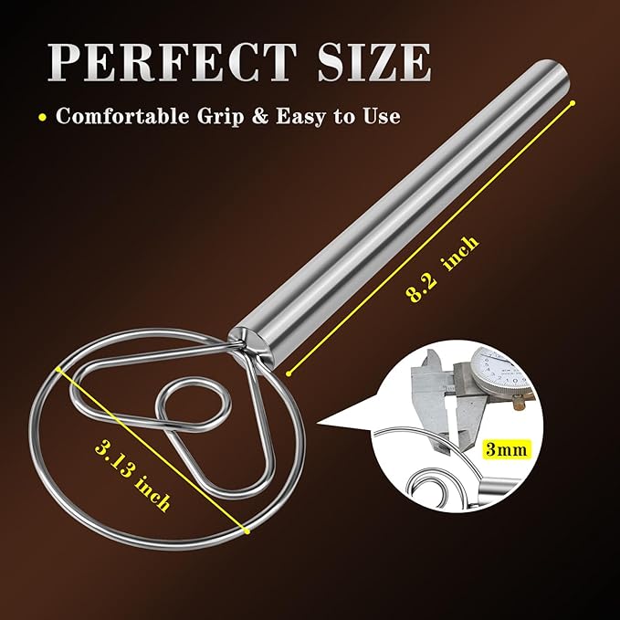 TEEVEA Danish Dough Whisk Stainless Steel for Sourdough Bread