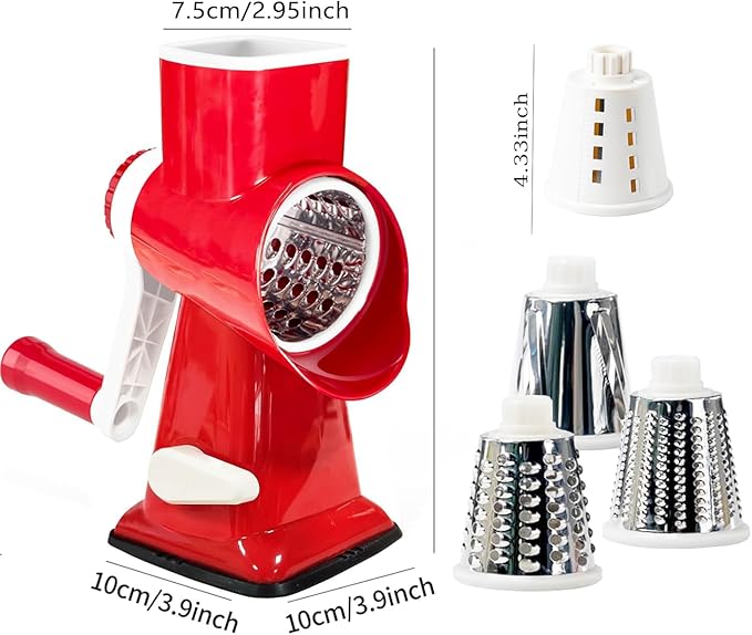 KalraMay Rotary Cheese Grater with Handle, Multifunctional Cheese Shredder