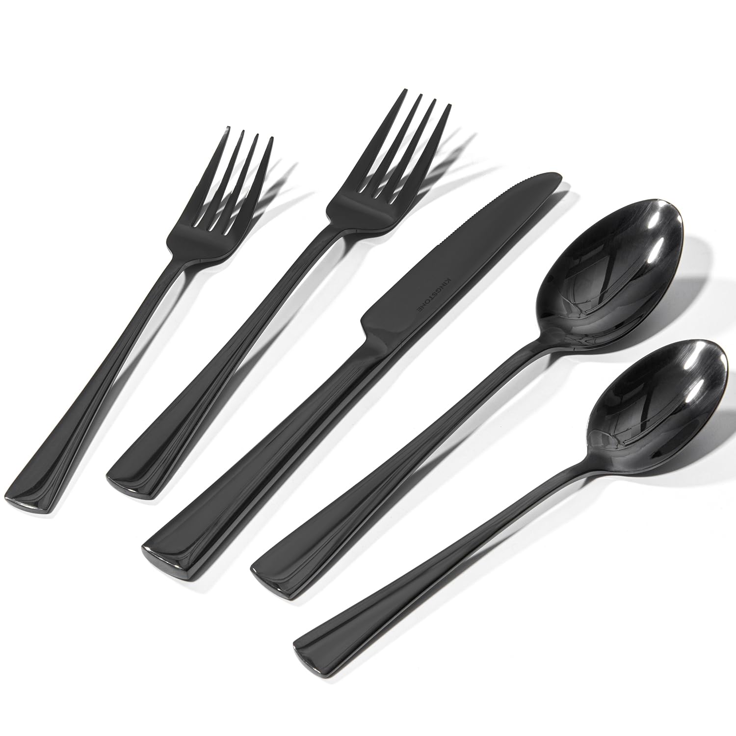 18/10 Flatware set for 4, 20 Piece Black Stainless Steel Silverware Set