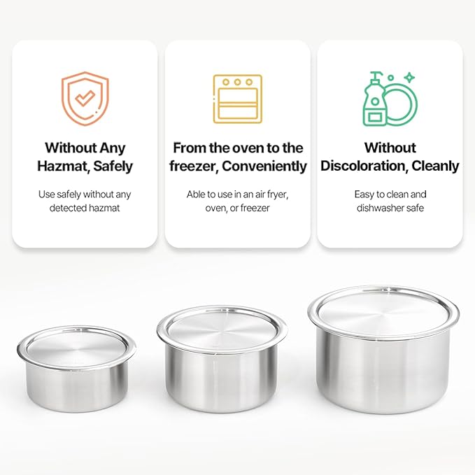 EVERSTEN CaKE 5PCS Stainless Steel Food Storage Containers With Lids 5PCS Canister Set Kitchen Appliances Dishwasher Safe Premium South Korea