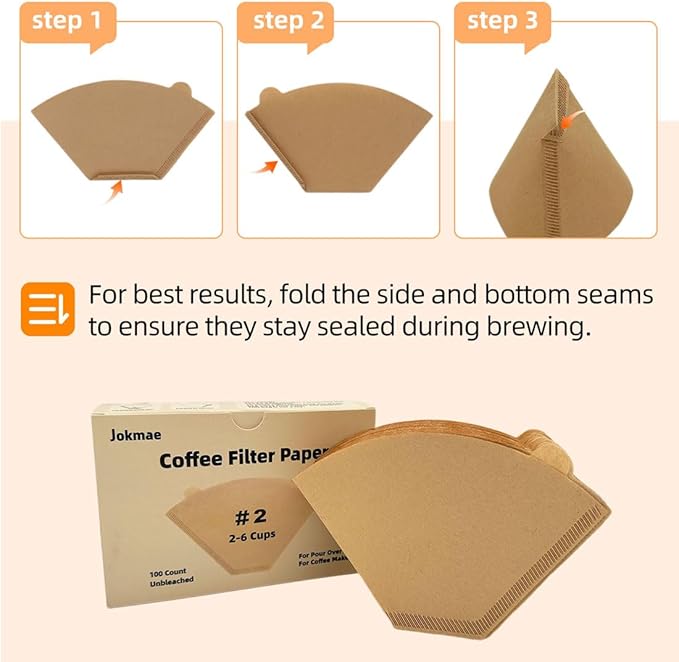 Coffee Filters 2, 2 Coffee Filters Cone, Unbleached Paper Coffee Filter #2, Fit for 2-6 Cup Pour Over and Drip Coffee Maker, 100 Count