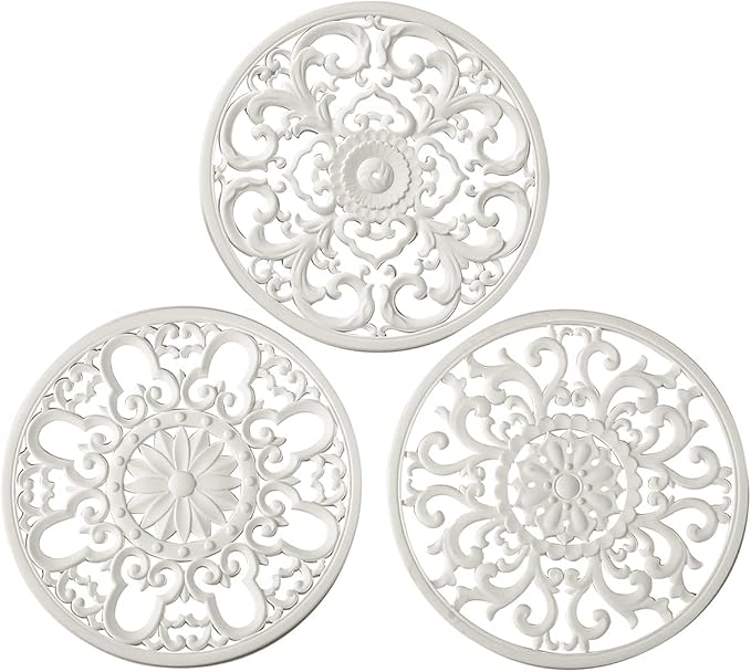 Extra Thick Silicone Trivet Mat for Hot Dishes, Hot Pots and Pans, Pot Holder, Hot Pad to Protect Your Table and Countertop, Kitchen Decor and Accessories,White, Set of 3