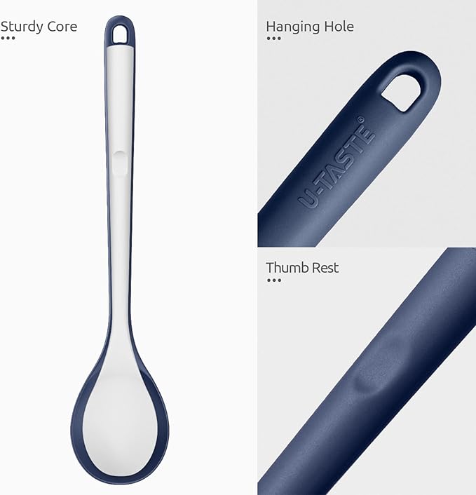 U-Taste Silicone Cooking Spoon, 13.3" Long Large Mix Spoon, Midnight Blue