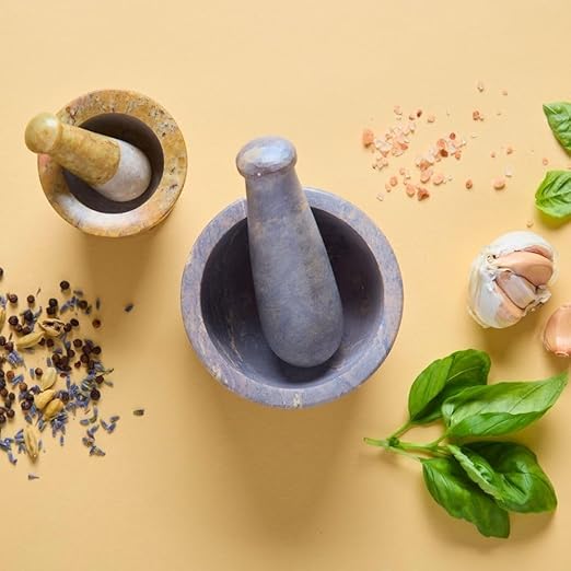 Stone Mortar and Pestle Set for Grinding Herbs and Spices, Small and Mini, Set of 2