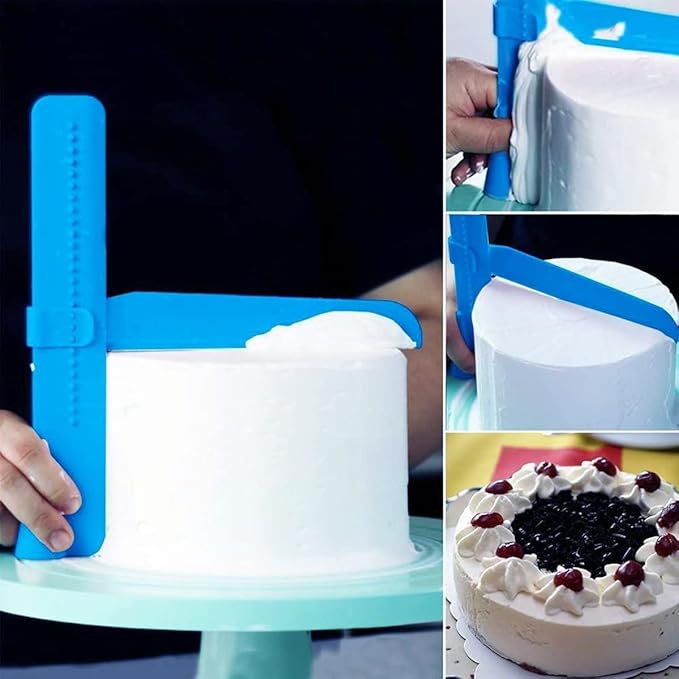 COZY GADENT Adjustable Cake Scraper, Plastic Cake Cream Smoother, Easy Comb Set Edge Side Decorating Tools, With Tools 3 in 1