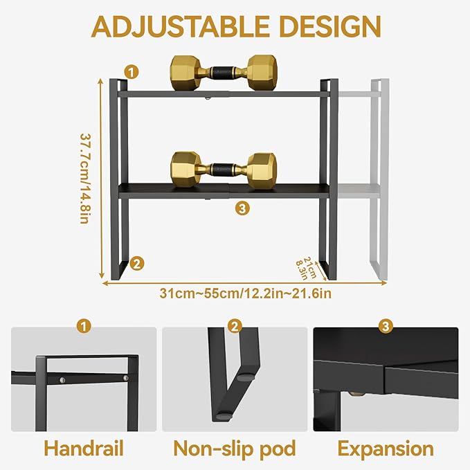 Aiusafacai Cabinet Shelf Expandable Height Adjustable Organizer Riser for Kitchen Cabinet Pantry Cupboard Under Sink Countertop Organization