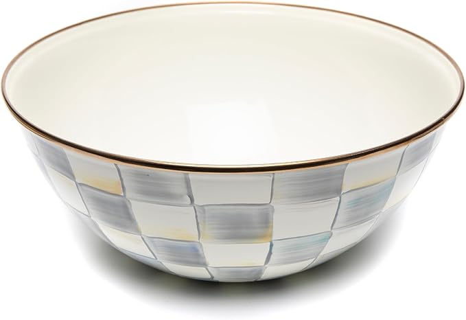 MACKENZIE-CHILDS Everyday Bowl, Large, Gray-and-White Sterling Check