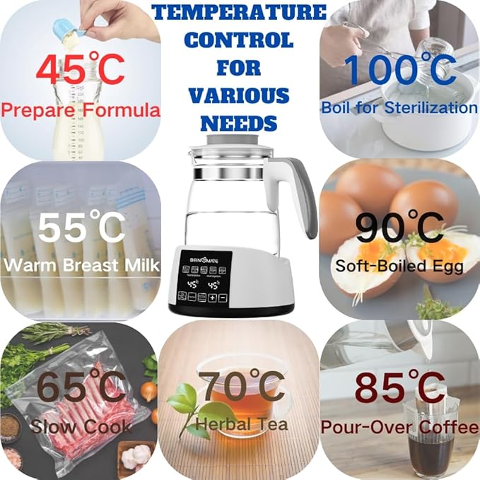 Baby Bottle Warmer,Electric Kettle Temperature Control,Water Warmer for Baby Formula