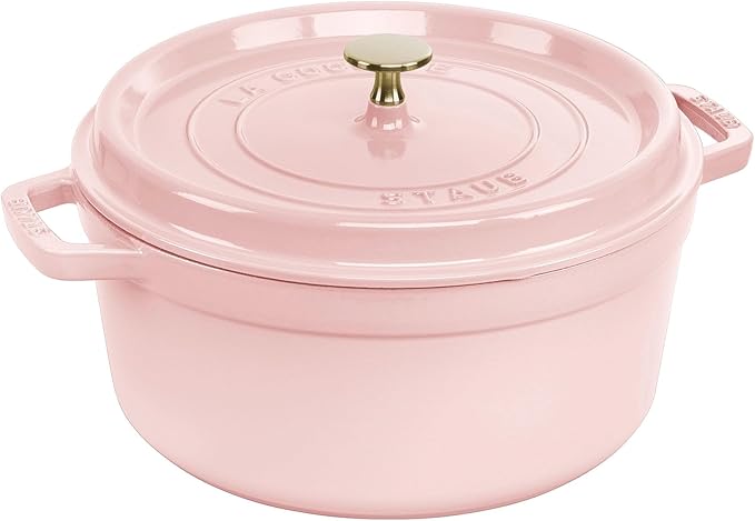 Staub Cast Iron 5.5-qt Round Cocotte - White Truffle, Made in France