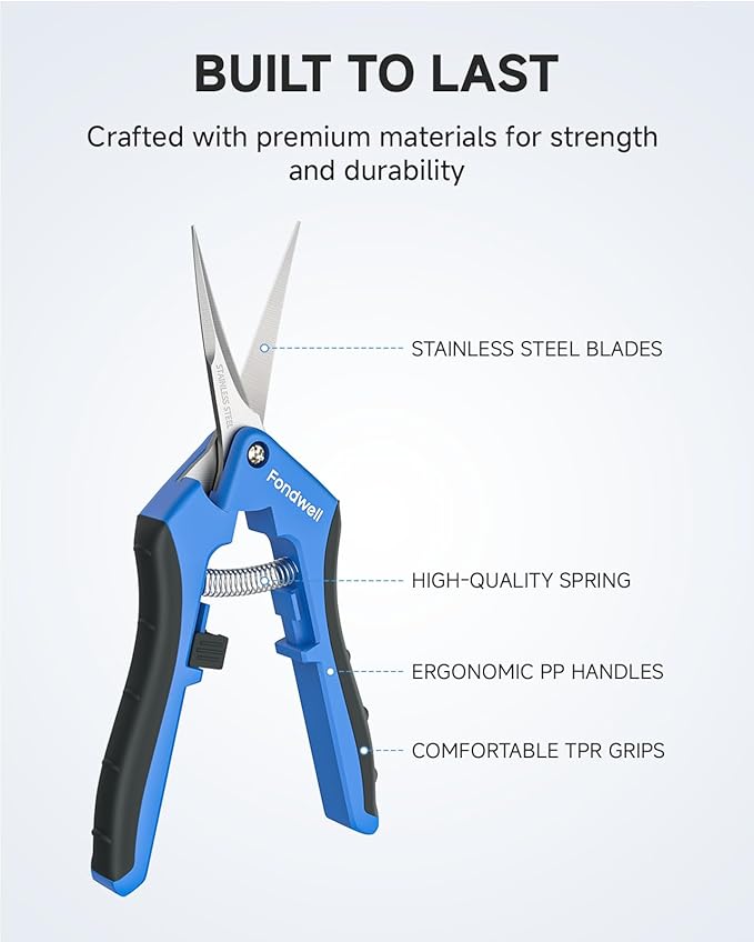 Fondwell 6.5" Small Pruning Scissors for Indoor Plant Micro Garden Clippers