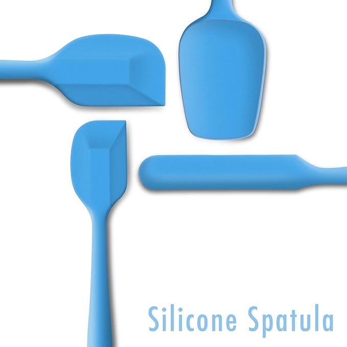 JXWING 4-Piece Silicone Spatula Set with Stainless Steel Core, Blue