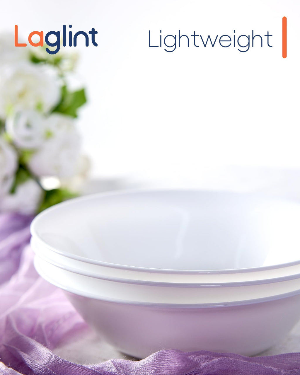 LaGlint 16 OZ Max White Opal Glass Cereal Bowl Set of 4, 6.5 Inch