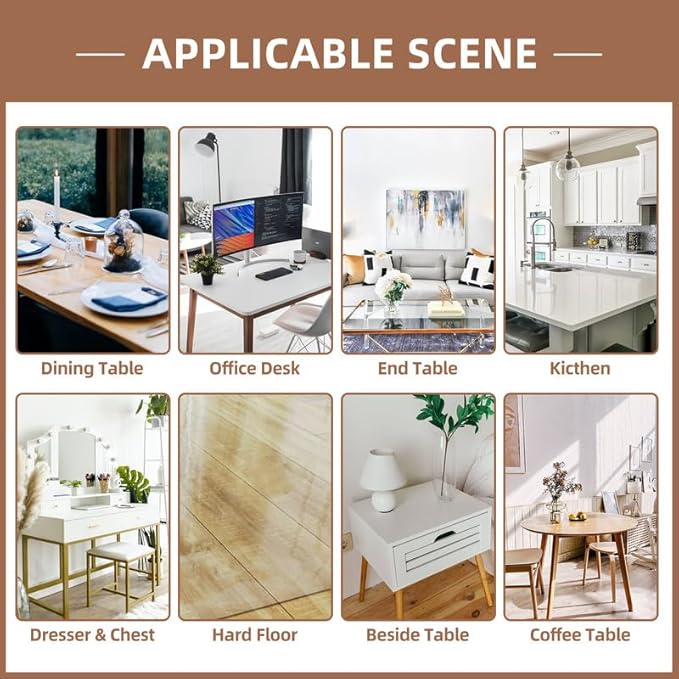 Warmstar Clear Table Cover Protector 54 x 84 Inch,1.5mm Thick Plastic Table Cover Rectangle,PVC Clear Table Protector,Desk Protector Mat for Kitchen, Dresser, Writing Desk，Dining Room Table