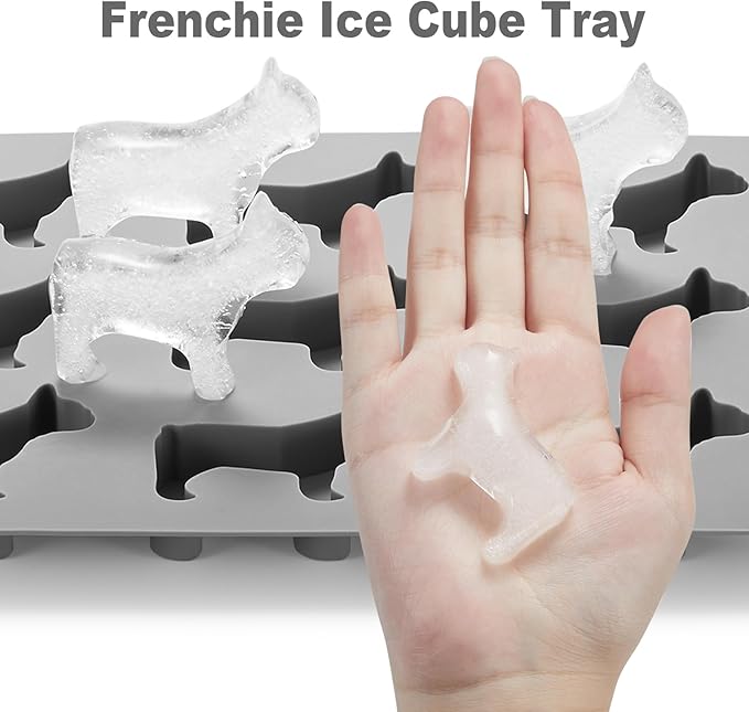 ACOOKEE French Bulldog Ice Cube Mold, Fun Shapes Frenchie Bull Dog Ice Cube Tray, Silicone Dog Treat Mold, Cute Novelty French Bulldog Gifts for Baking & Freezing Decor, BPA Free & Heat Resistant