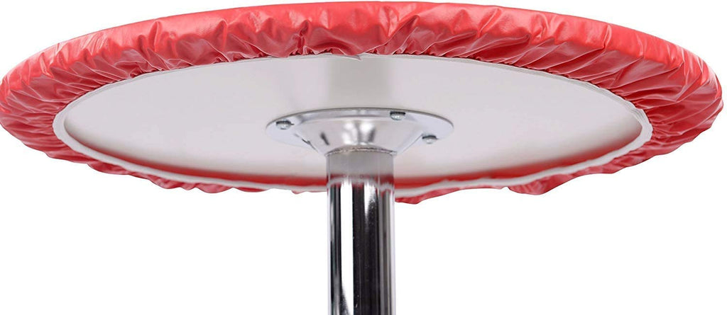 Yourtablecloth Heavy Duty Vinyl Round Fitted Tablecloth (Table Cover) with Flannel Backing Vibrant Colors Elasticized Tablecloth Great for Indoor and Outdoor Dining and Playing Cards 54” Ruby Red
