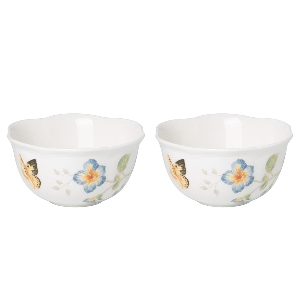 Lenox 890914 Butterfly Meadow 2-Piece Porcelain Dessert Bowl Set, Blue, 4.75"