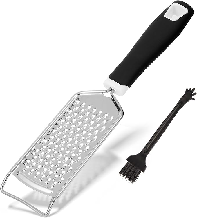 IQworks Handheld Cheese Grater - Mirror Stainless Steel Blades, Lightweight & Ultra-Smooth & Rustproof - Non-Slip Comfortable Handle for Parmesan, Mozzarella, Hard & Soft Cheeses - Dishwasher Safe