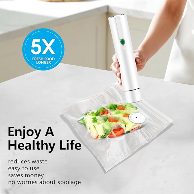 Vixino Vacuum Sealer, vacuum sealer for food, handheld vacuum sealer(Vacuum Sealers+ 10 reusable vacuum seal bags)
