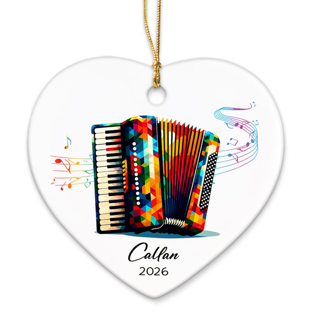 Accordion Ceramic Ornament 2026, Customized Name & Year Accordion Xmas Ornament Gifts for Accordionist, Musical Instrument Ceramic Ornaments Christmas, Accordionist Christmas Ornaments Keepsake Tree