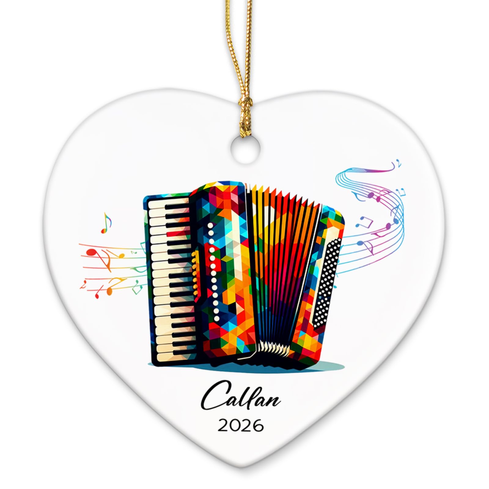 Accordion Ceramic Ornament 2026, Customized Name & Year Accordion Xmas Ornament Gifts for Accordionist, Musical Instrument Ceramic Ornaments Christmas, Accordionist Christmas Ornaments Keepsake Tree