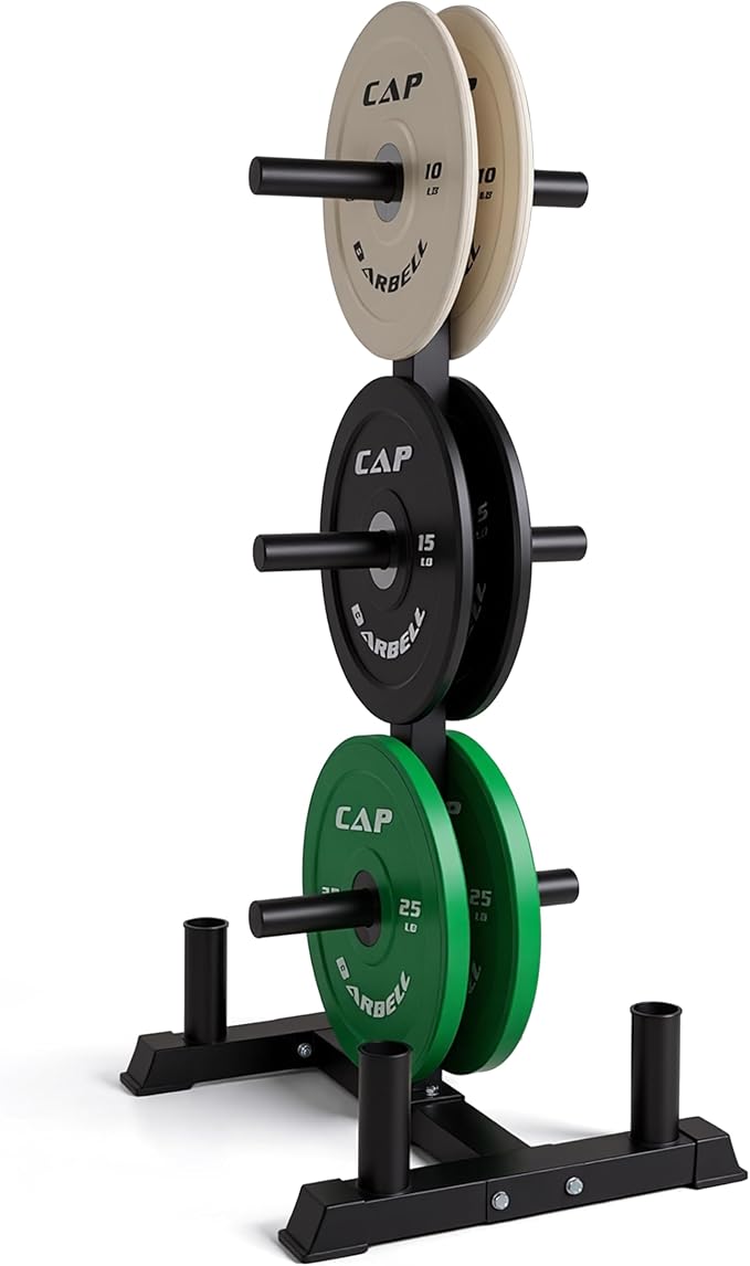 CAP 100lb Competition Olympic Bumper Plate Set with Storage Rack
