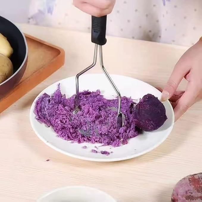 Cawein Potato masher with non-slip handle, stainless steel masher masher kitchen tool for potatoes, sweet potatoes, beans, vegetables, fruits, baby food, avocados and more