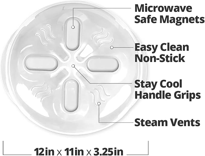 HOVER COVER Magnetic Microwave Splatter Cover for Food - 12" - Ivory White