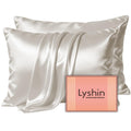 LYSHIN Silk Pillow Cases Standard Size with Hidden Zipper, Silver Grey