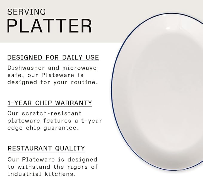 Made In Cookware - Serving Platter - White With Navy Rim - Porcelain - England