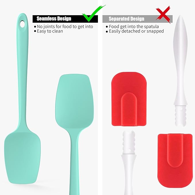 Doosu 600°F High Heat Silicone Spoon Spatula for Cooking (Aqua Sky, 11.4in)
