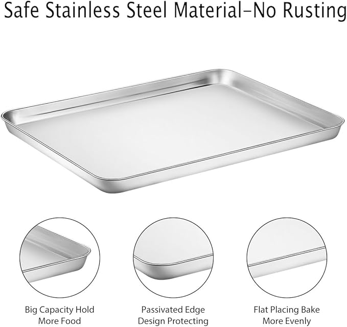 16inch Baking Sheet, Stainless Steel Cookie Sheet for Baking, Oven Tray Pan