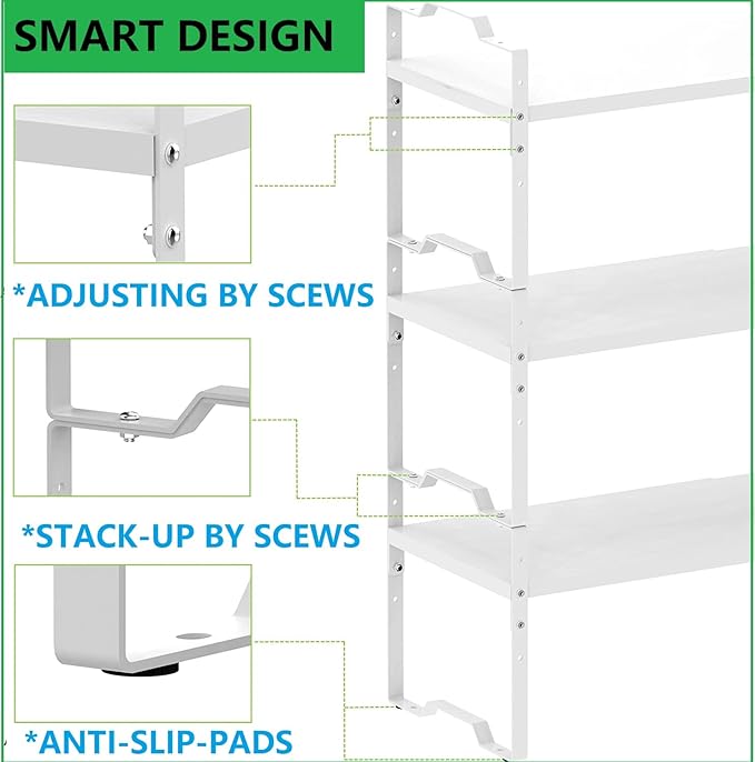 Jojocross Expandable Shelf for Cabinet Organizer Adjustable Stackable Spice Rack at Kitchen and Bathroom More, Counter Countertop Cupboard Organization Pantry Storage(MEDIUM/2PACKS/WHITE)