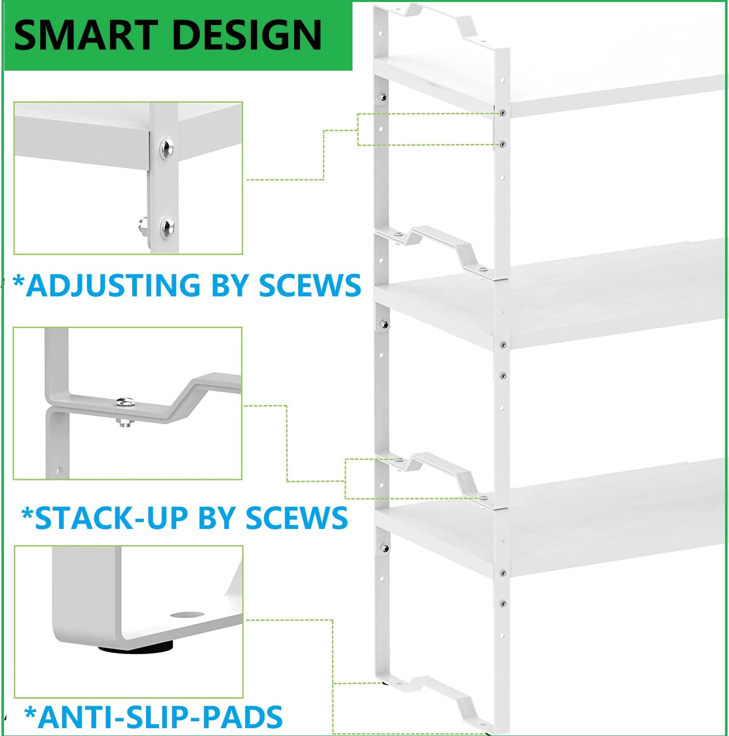 Jojocross Expandable Shelf for Cabinet Organizer Adjustable Stackable Spice Rack at Kitchen and Bathroom More, Counter Countertop Cupboard Organization Pantry Storage(MEDIUM/3PACKS/WHITE)
