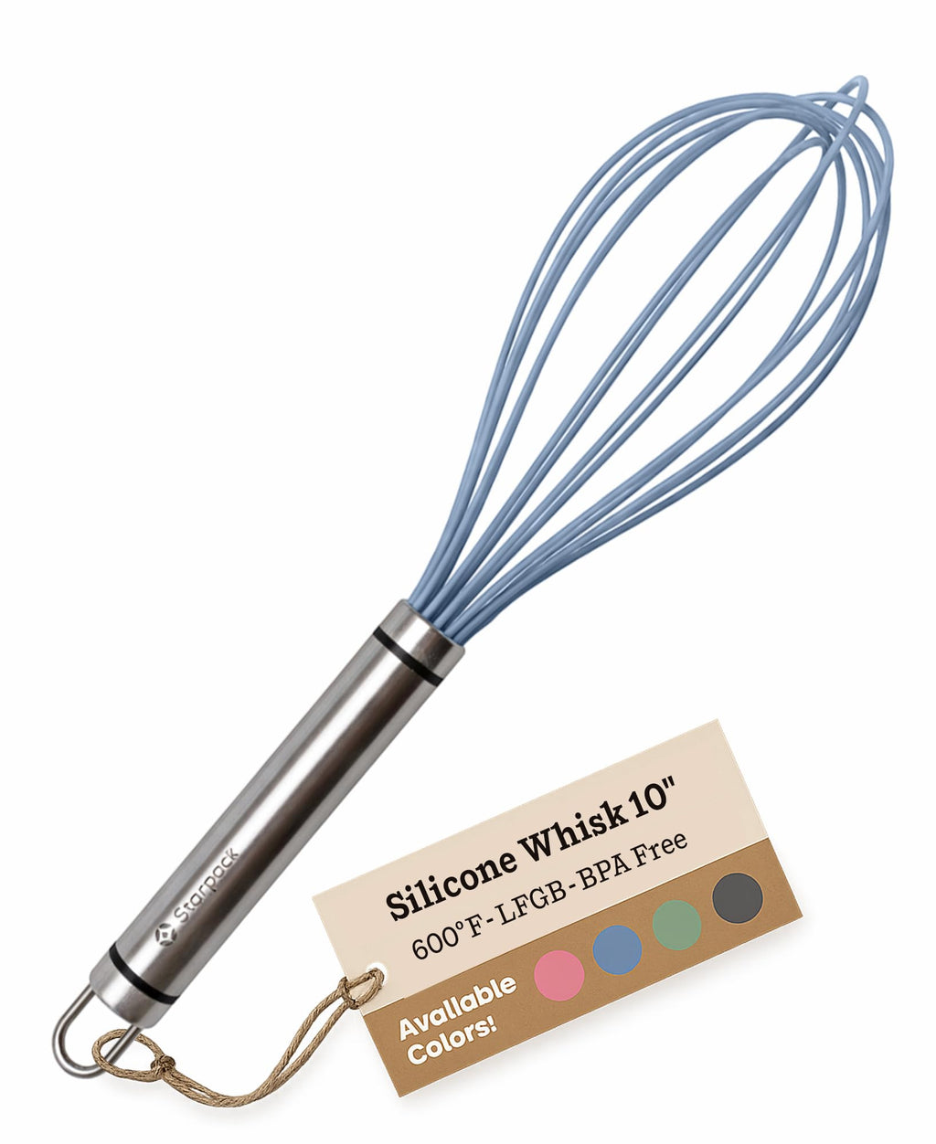 Starpack 'Whip it Good' Silicone Whisk for Nonstick Cookware - Non Scratch, 9.8" Whisk Heat Resistant 600°F - Kitchen Whisks for Cooking, Baking & Stirring - Silicone Coated Durable Rubber Egg Whisks