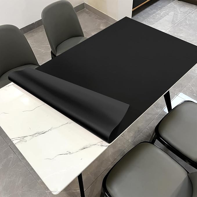 Zinkooat Faux Faux Leather Table Cover - 42x62 Inch Waterproof Easy to Clean Can Conceal Flaws Protector The Table Top from Scratches Used for Dining (Black+Black 42x62)