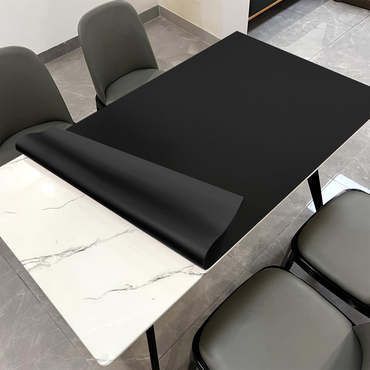 Zinkooat Kitchen Table Protector - 46x80 Inch Waterproof Easy to Clean Can Conceal Flaws Protector The Table Top from Scratches Used for Dining (Black+Black 46x80)