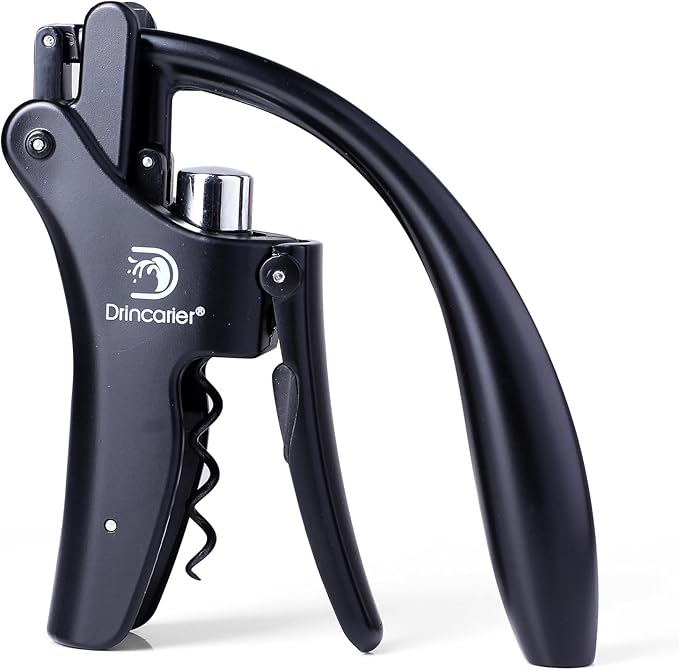Drincarier Vertical Lever Corkscrew with Non-Stick Worm, Compact Rabbit Wine Opener Wine Bottle Opener with built-in Foil Cutter