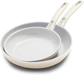 GreenPan Dover 8" and 10" Frying Pan Skillet Set, Healthy Ceramic Nonstick Coating, PFAS-Free, Dishwasher Safe, Comfort Grip Handle