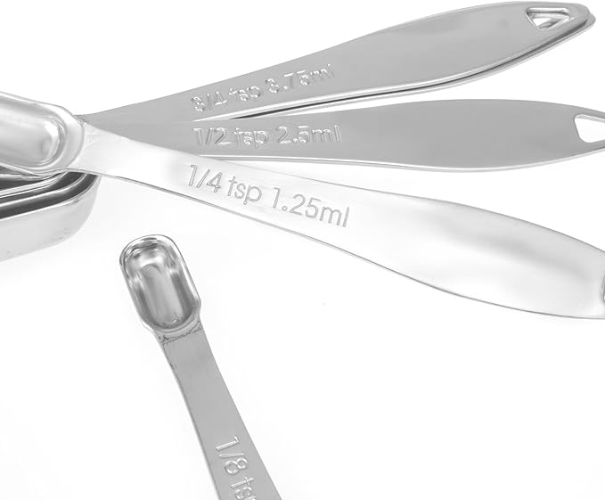 6-Piece 18/8 Stainless Steel Measuring Spoons Set, Silver
