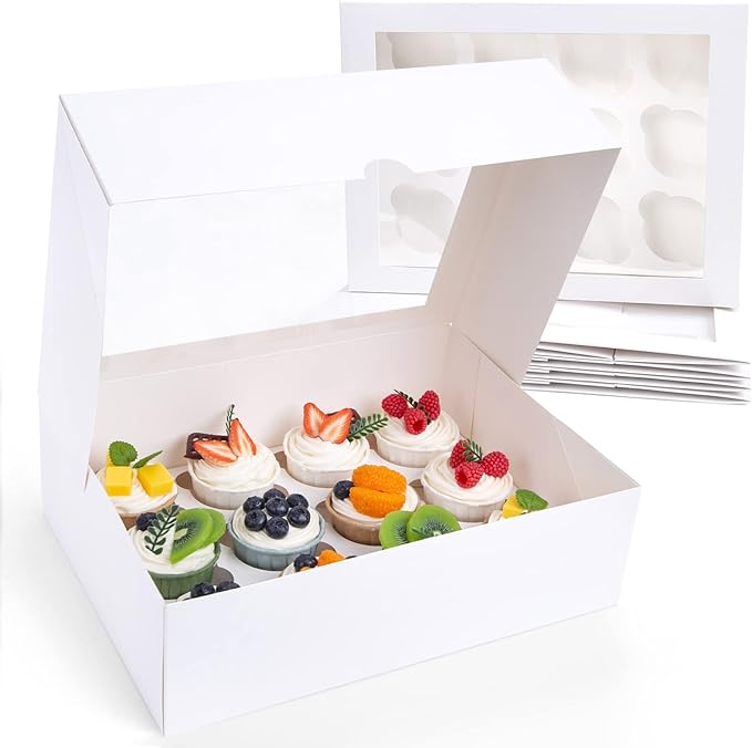 VGOODALL 12 Count Cupcake Boxes, 6 PCS Cupcake Container with Window