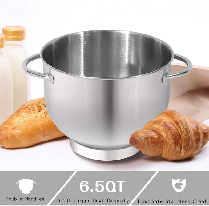 Aucma Stand Mixer,6.5-QT 660W 6-Speed Tilt-Head Food Mixer, Kitchen Electric Mixer with Dough Hook, Wire Whip & Beater (Blue, 6.5QT)