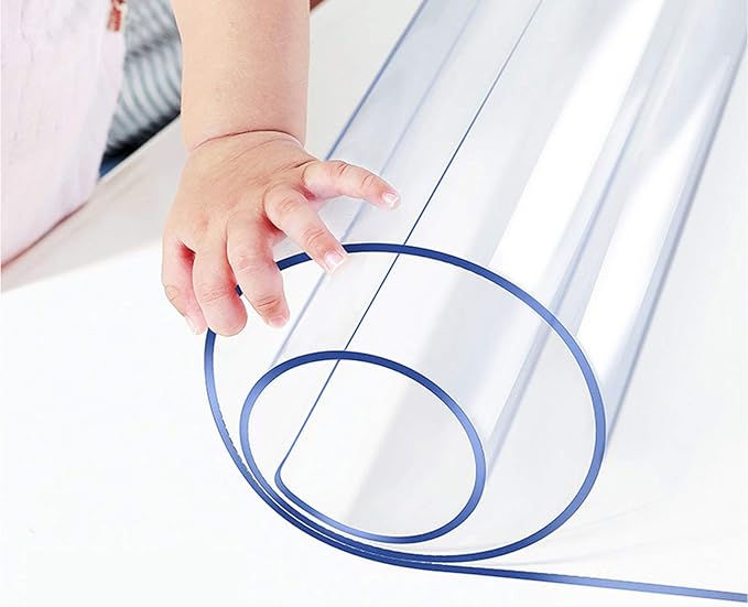 Table Protector Clear Plastic PVC Tablecloth Water Resistant Table Top Protector Wood Furniture Protective Thicken Crystal Desk Pad PVC Vinyl Dining Cover Easy Clean Wipeable Polyester Pad 44x58 In