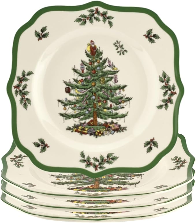 Spode – Christmas Tree – Christmas Tree Scalloped Salad Plate - Set of 4