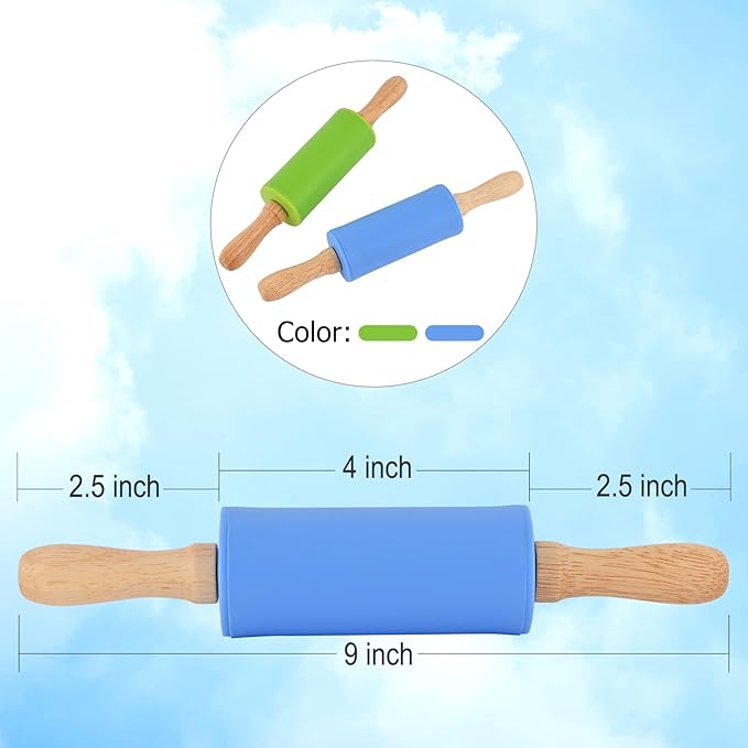 Honglida Mini Silicone Rolling Pin for Kids, Non-stick Surface Wood Handle, 9 Inch 1 Pack Purple